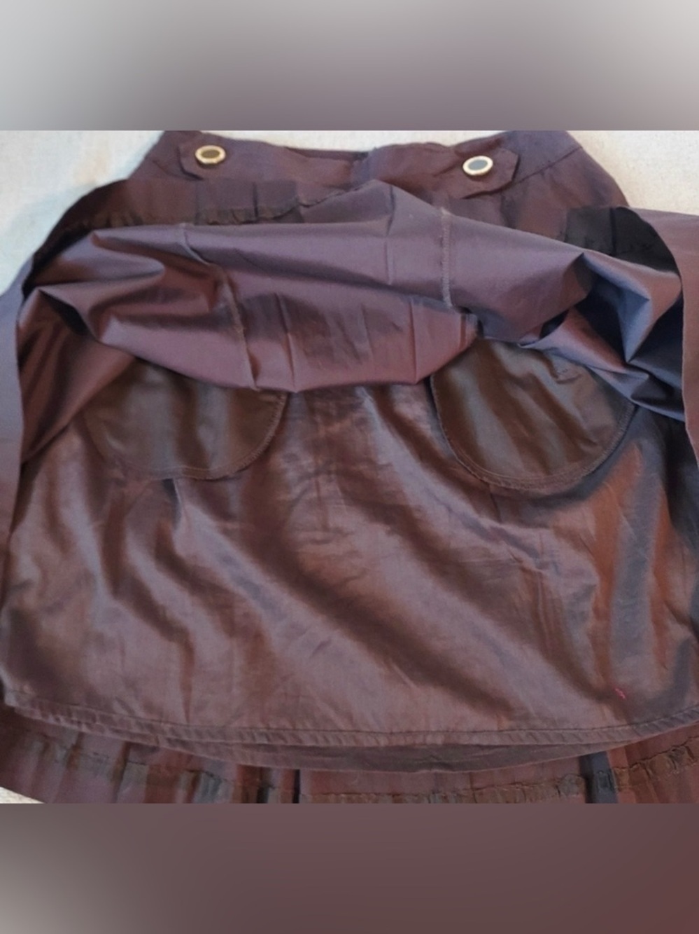 Tory Burch brown pleated A line skirt pockets preppy chic designer knee midi 8 - Picture 12 of 12